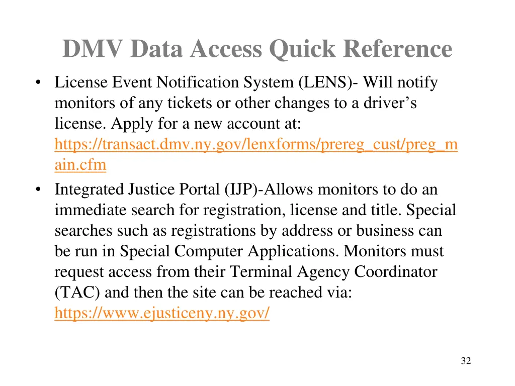 dmv data access quick reference