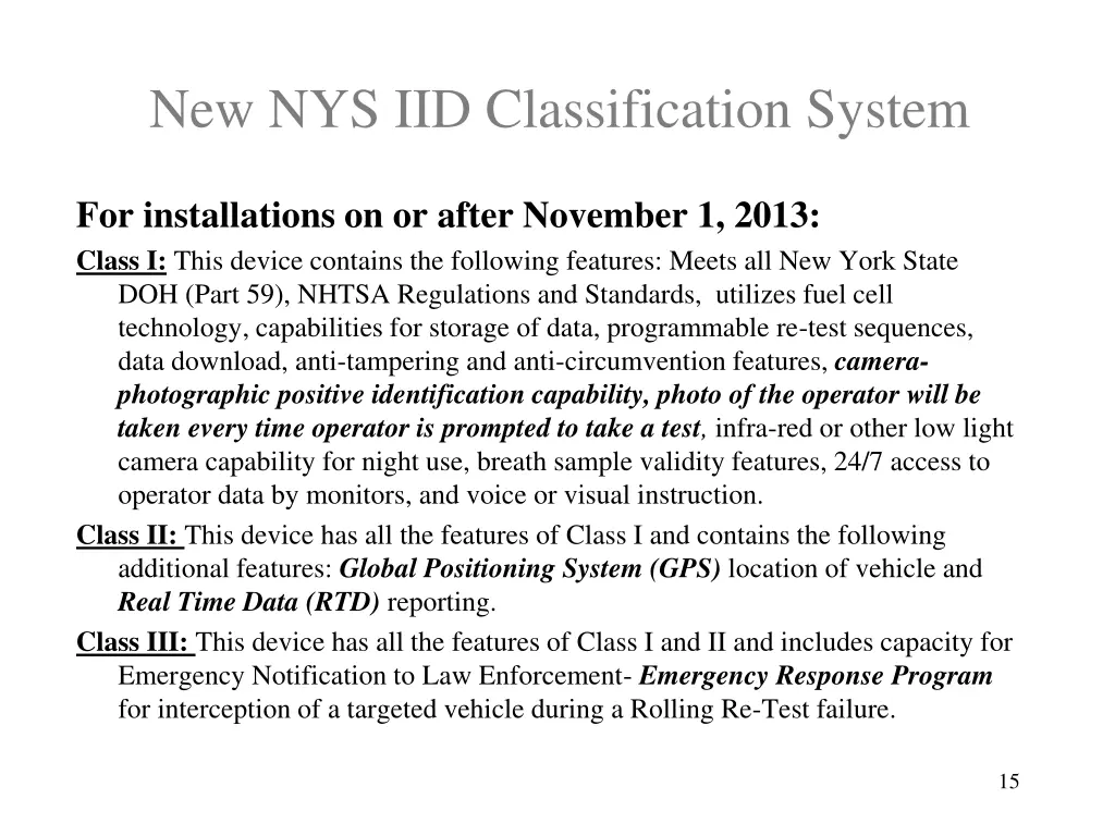 new nys iid classification system