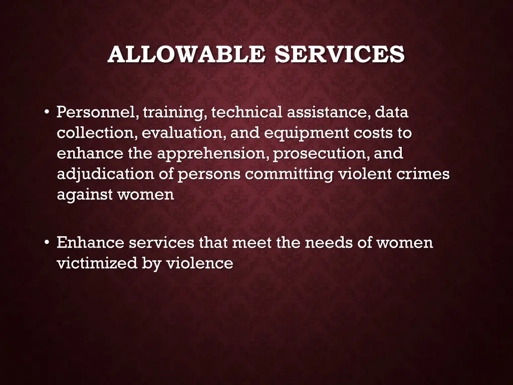 allowable services