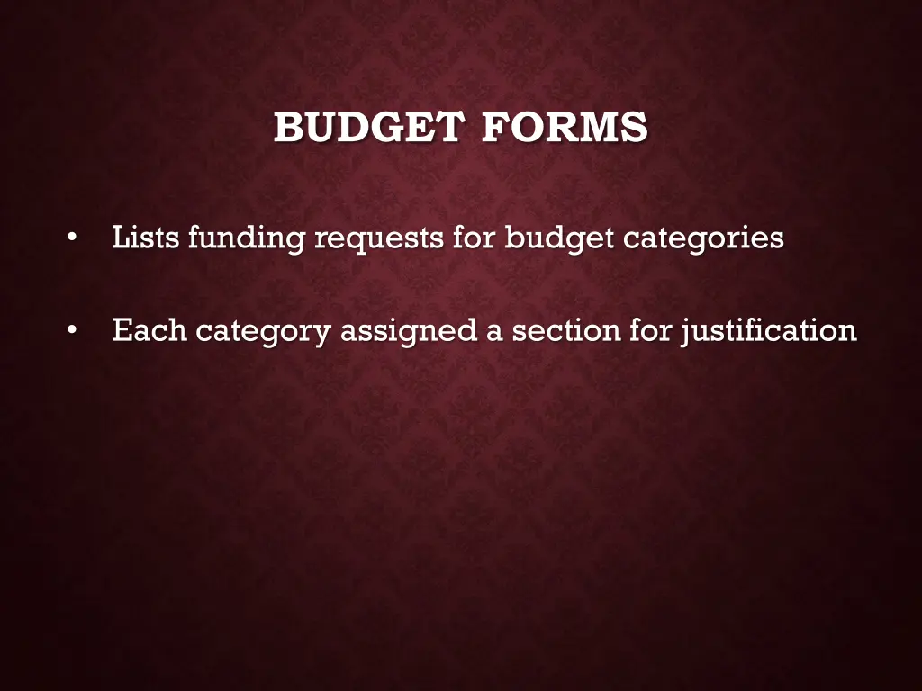 budget forms