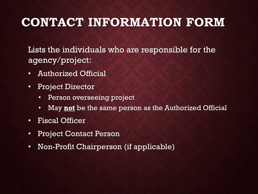 contact information form