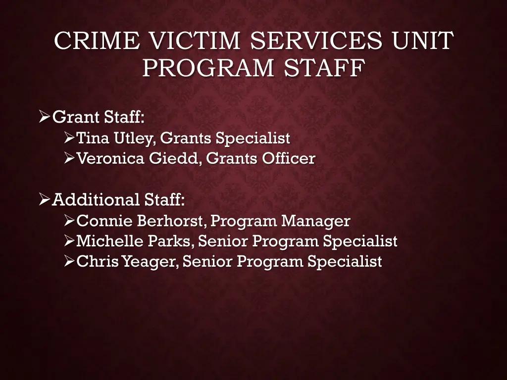 crime victim services unit program staff