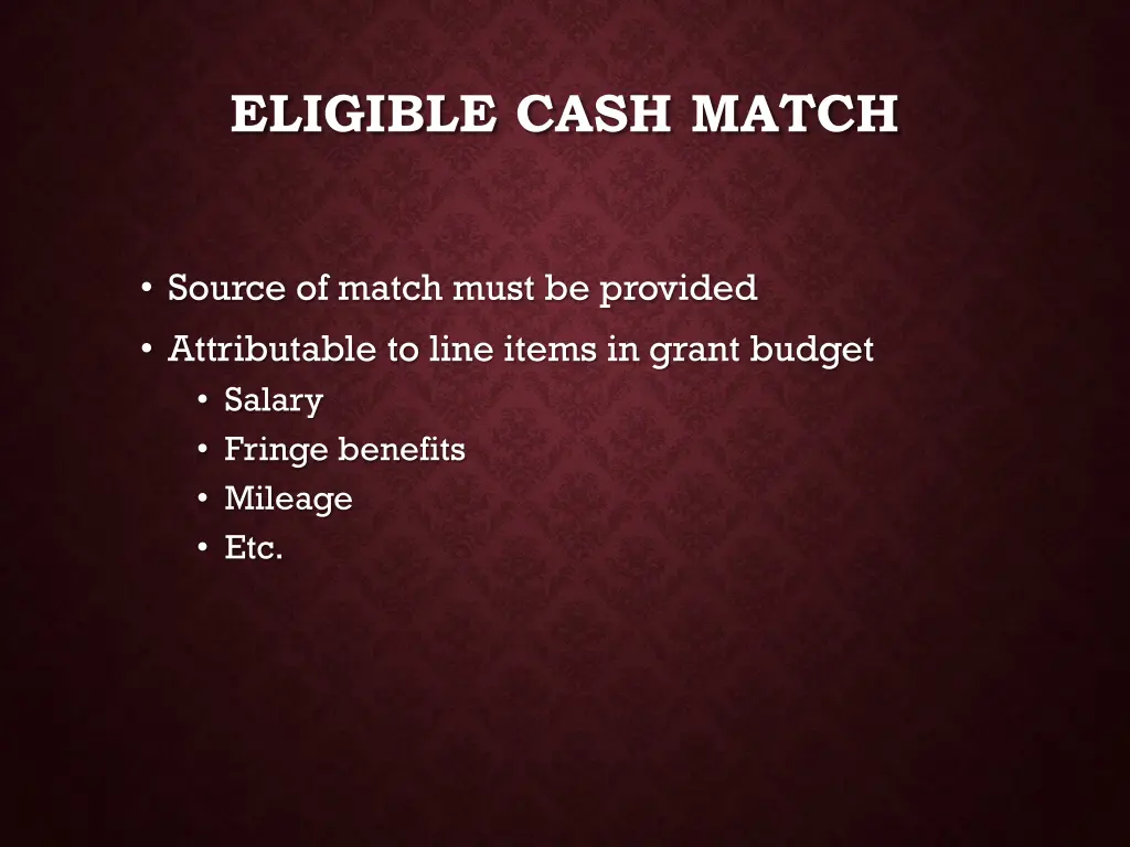 eligible cash match