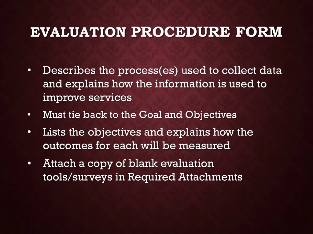 evaluation procedure form