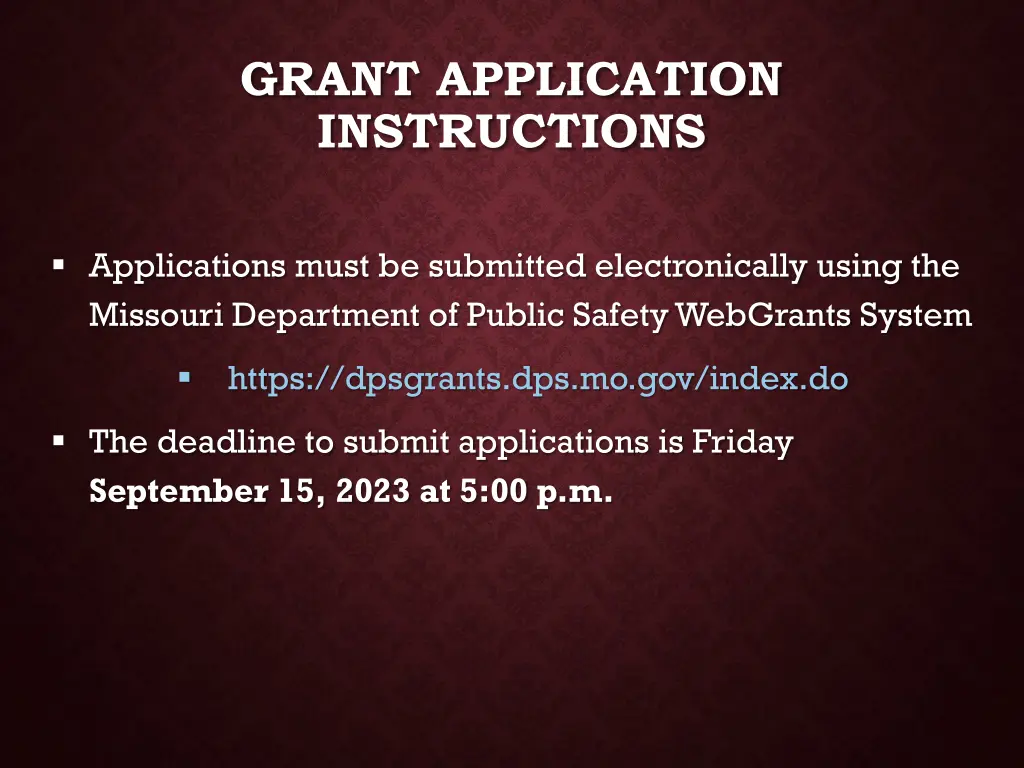 grant application instructions