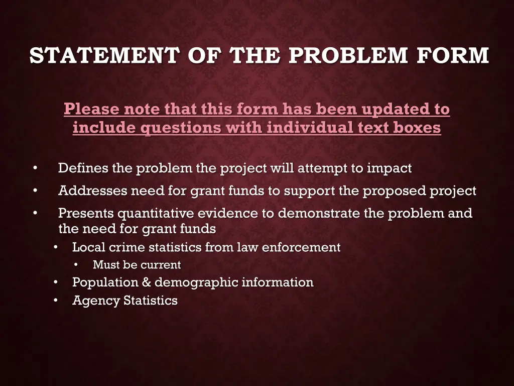 statement of the problem form