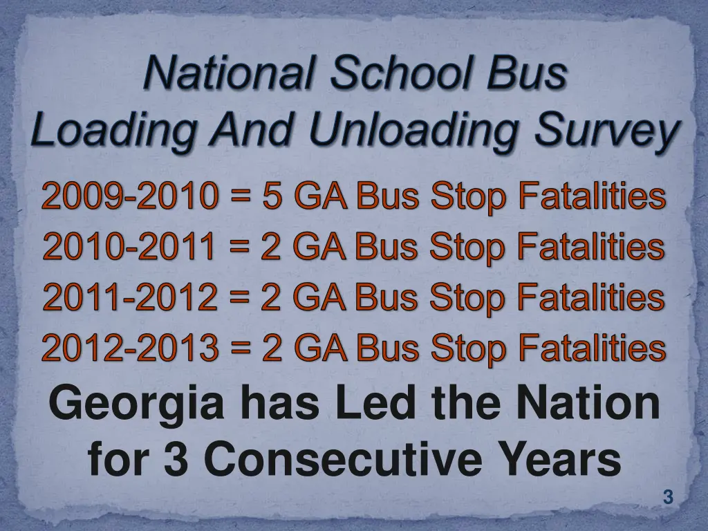 national school bus loading and unloading survey