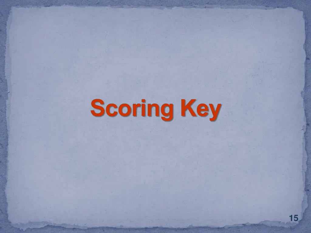 scoring key