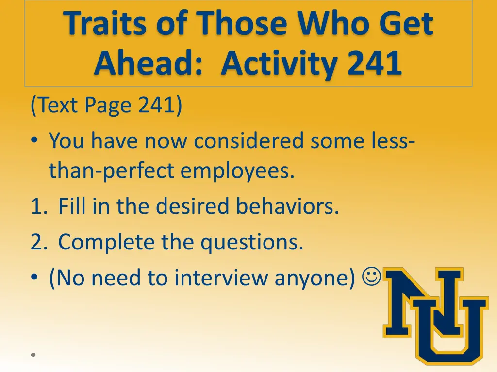 traits of those who get ahead activity 241 text