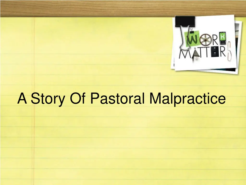 a story of pastoral malpractice