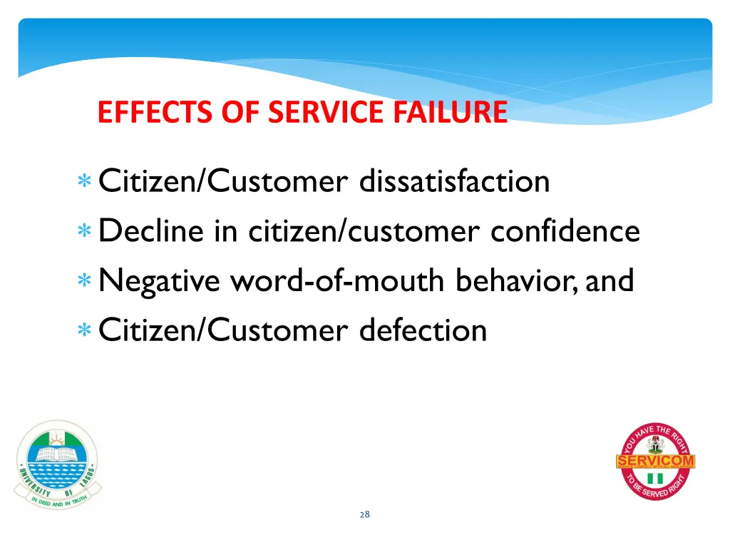 effects of service failure