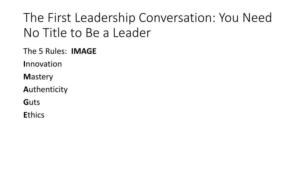 the first leadership conversation you need