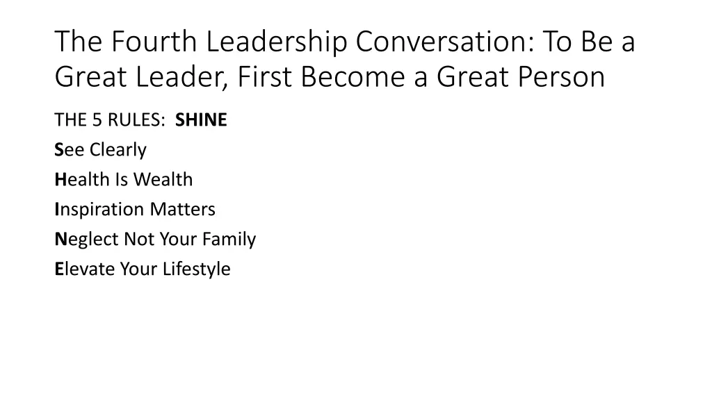 the fourth leadership conversation to be a great