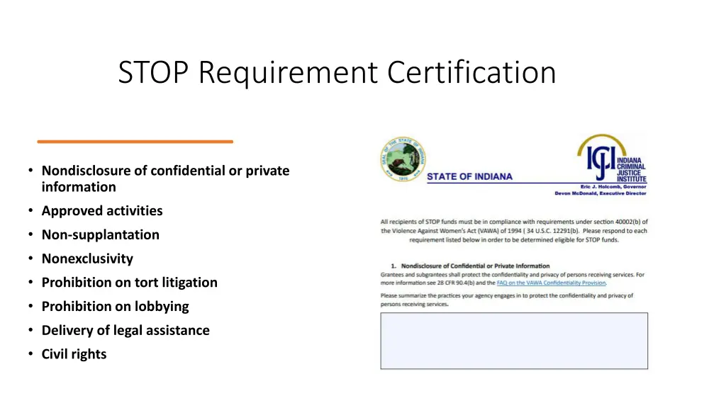 stop requirement certification