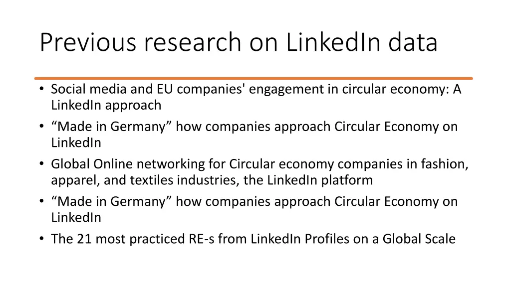 previous research on linkedin data