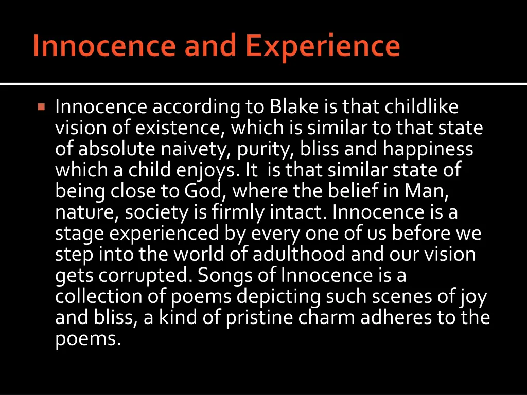 innocence according to blake is that childlike