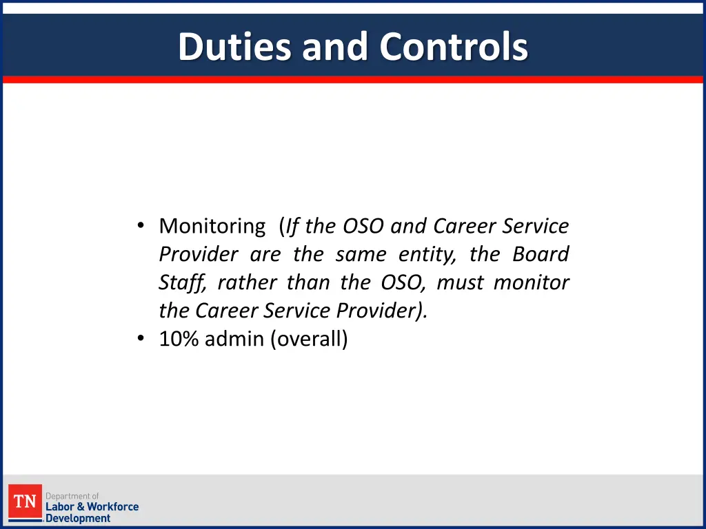 duties and controls