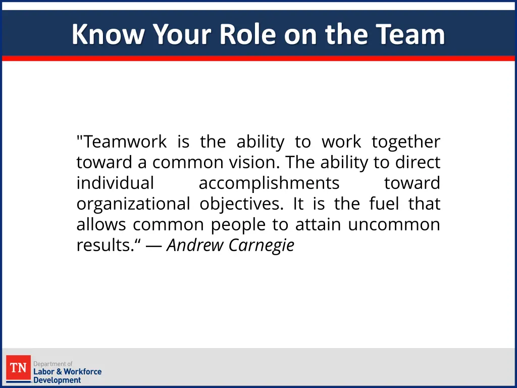 know your role on the team