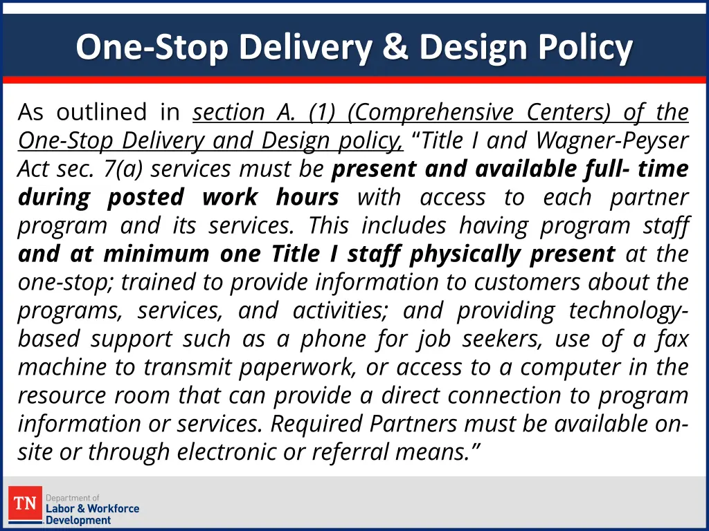 one stop delivery design policy 1