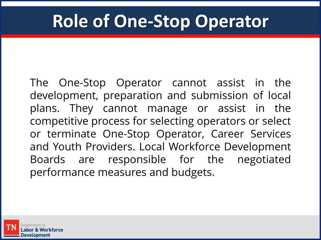 role of one stop operator 1