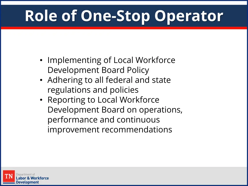 role of one stop operator