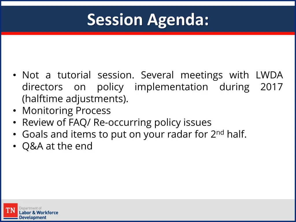 session agenda