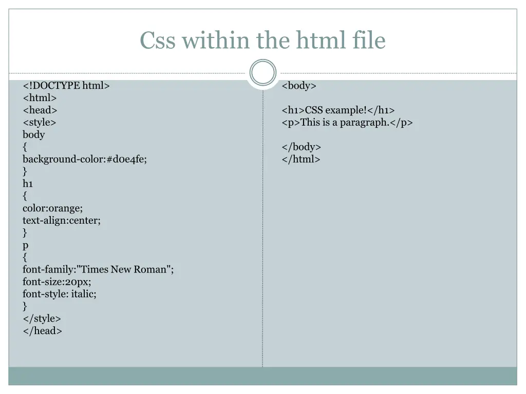 css within the html file