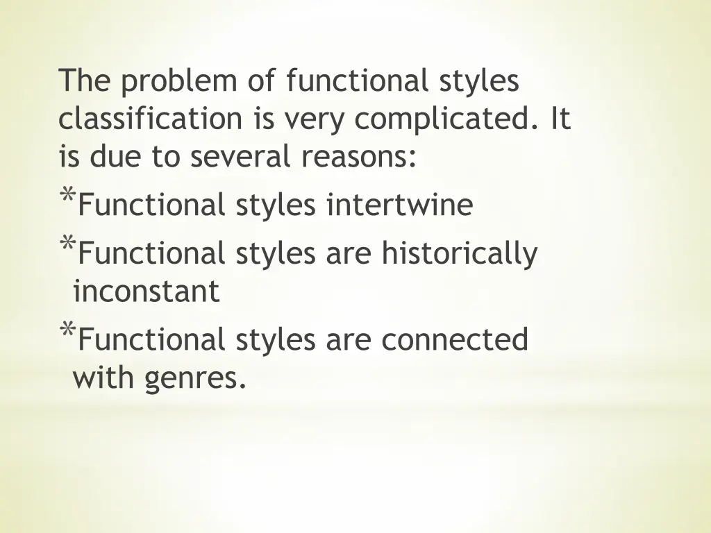 the problem of functional styles classification