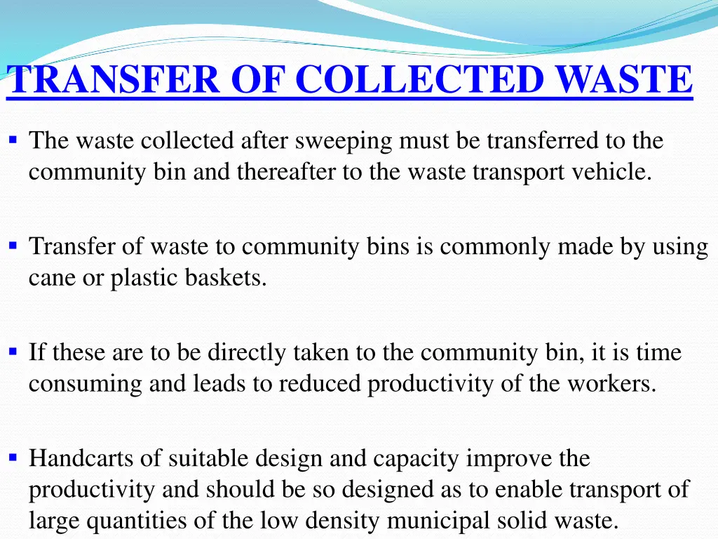 transfer of collected waste