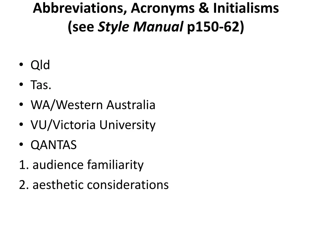 abbreviations acronyms initialisms see style