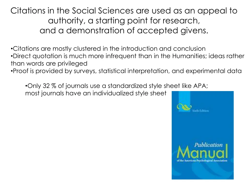 citations in the social sciences are used