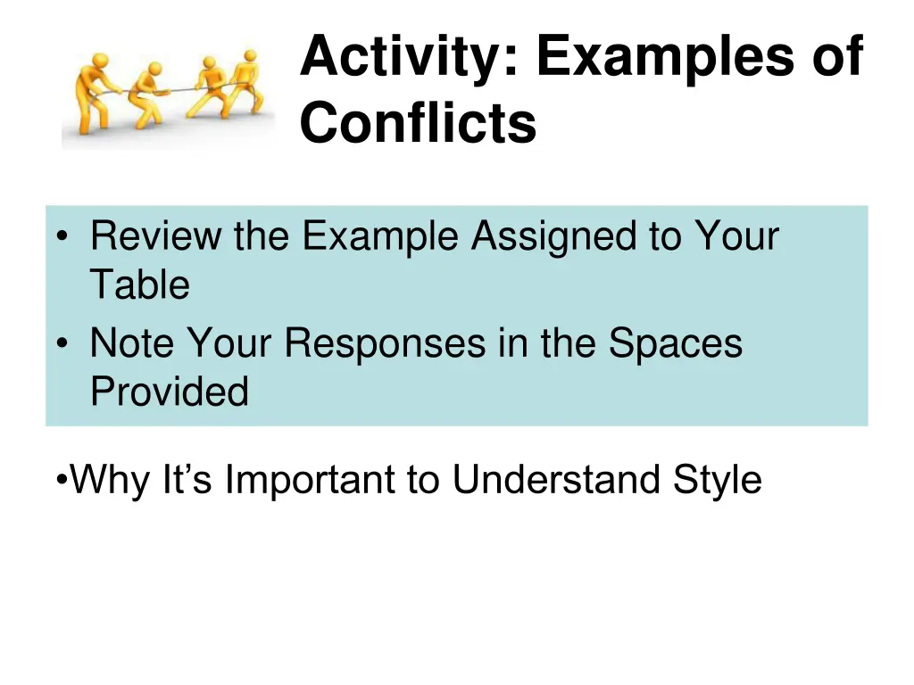 activity examples of conflicts