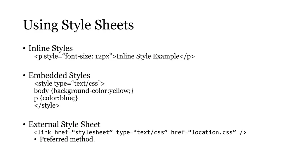 using style sheets