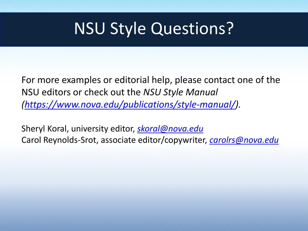 nsu style questions