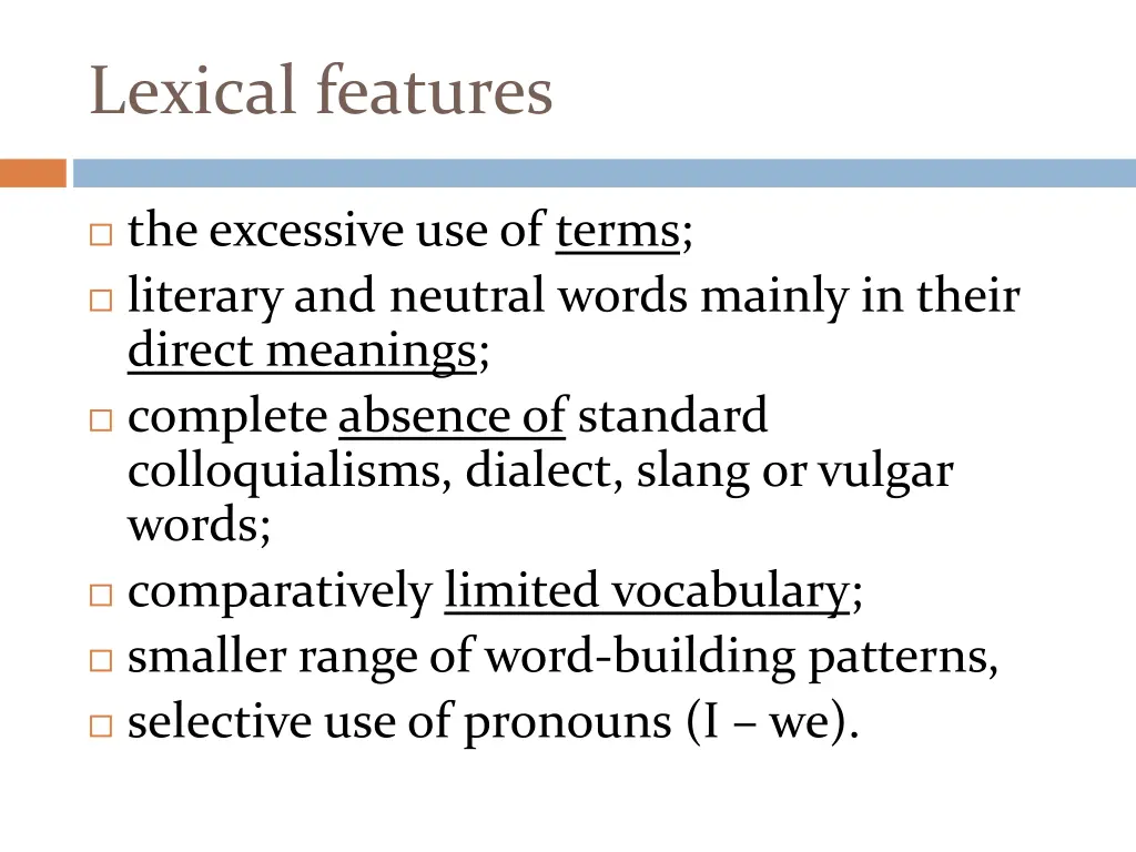 lexical features