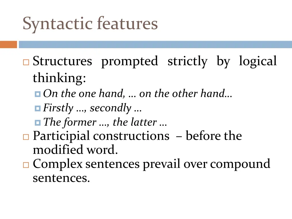 syntactic features