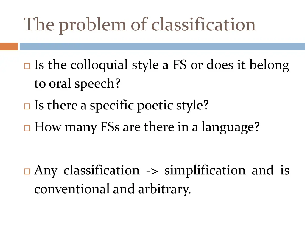 the problem of classification