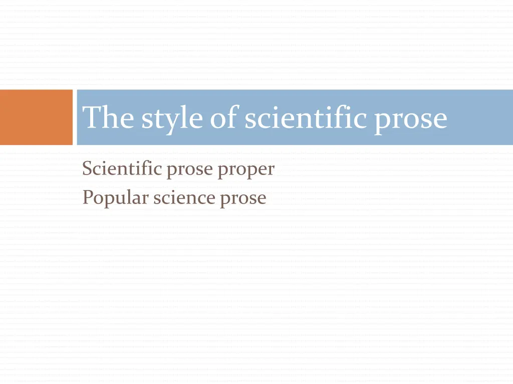 the style of scientific prose