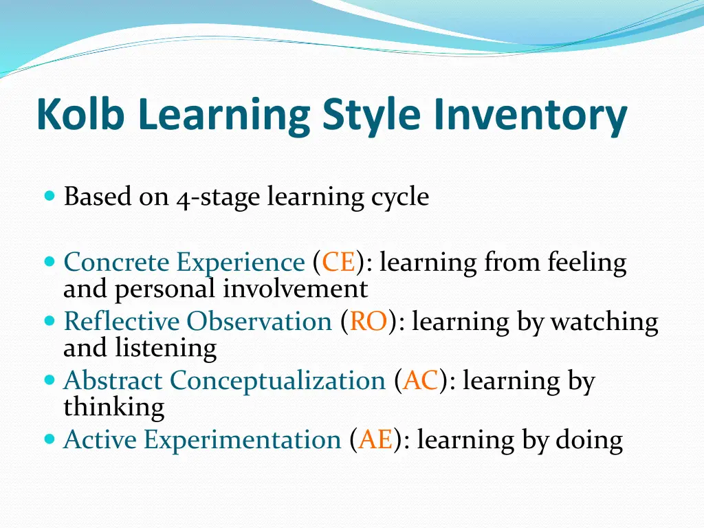 kolb learning style inventory