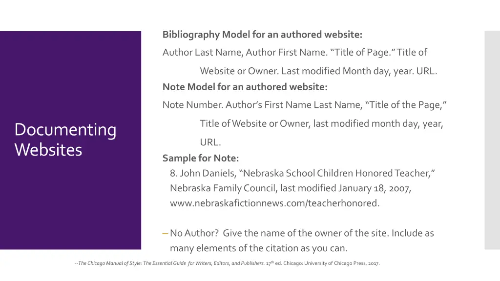 bibliography model for an authored website