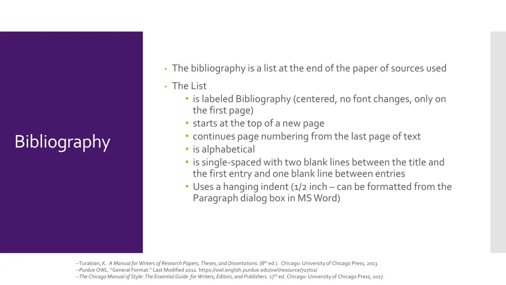 the bibliography is a list