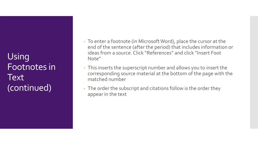 to enter a footnote in microsoft word place