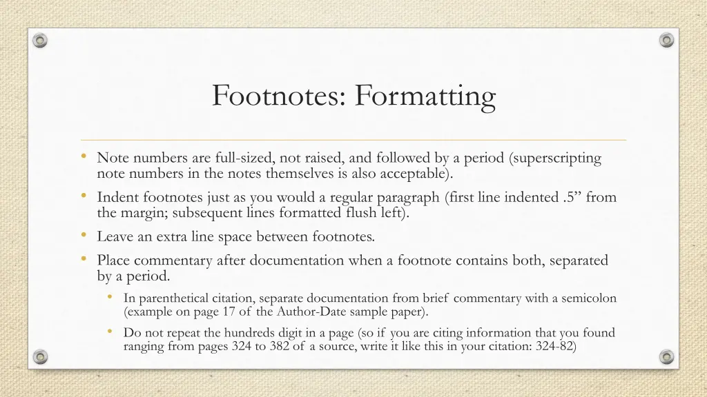 footnotes formatting