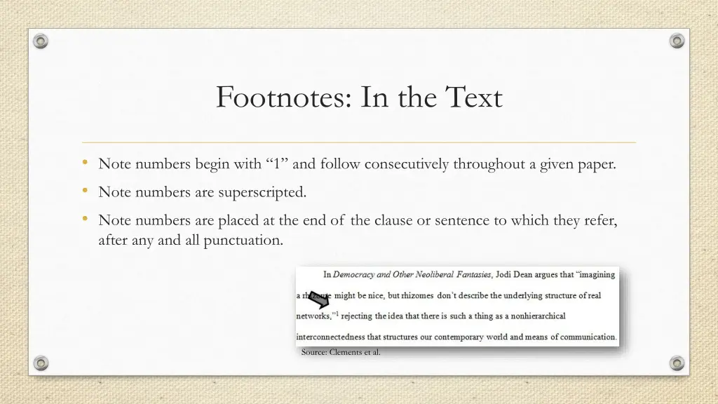 footnotes in the text