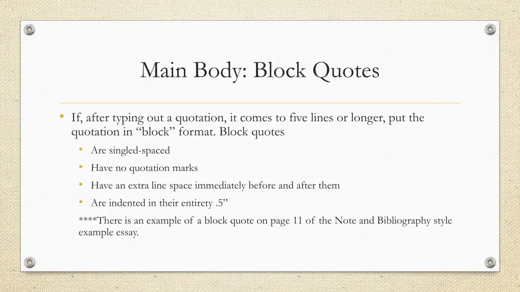 main body block quotes