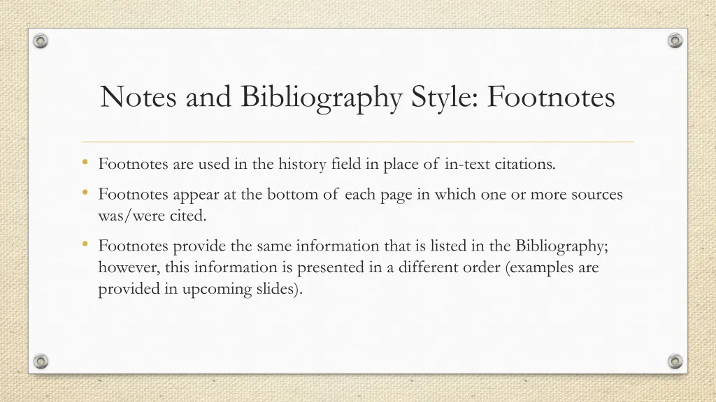 notes and bibliography style footnotes