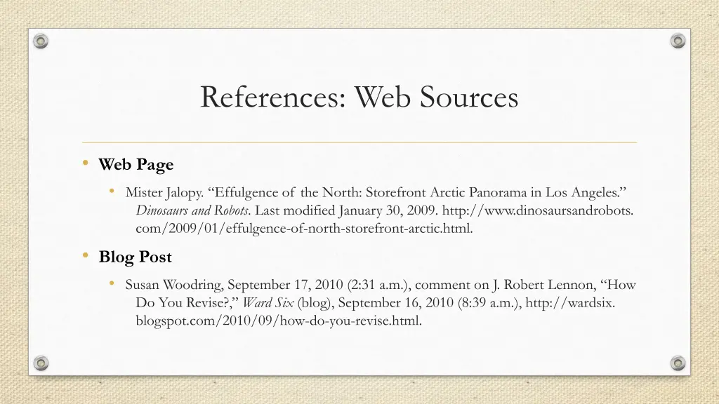 references web sources