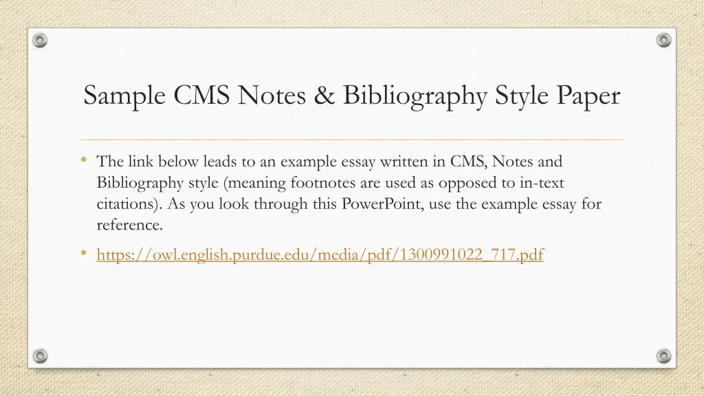 sample cms notes bibliography style paper