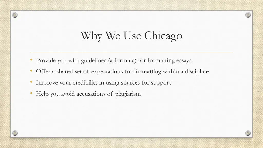 why we use chicago