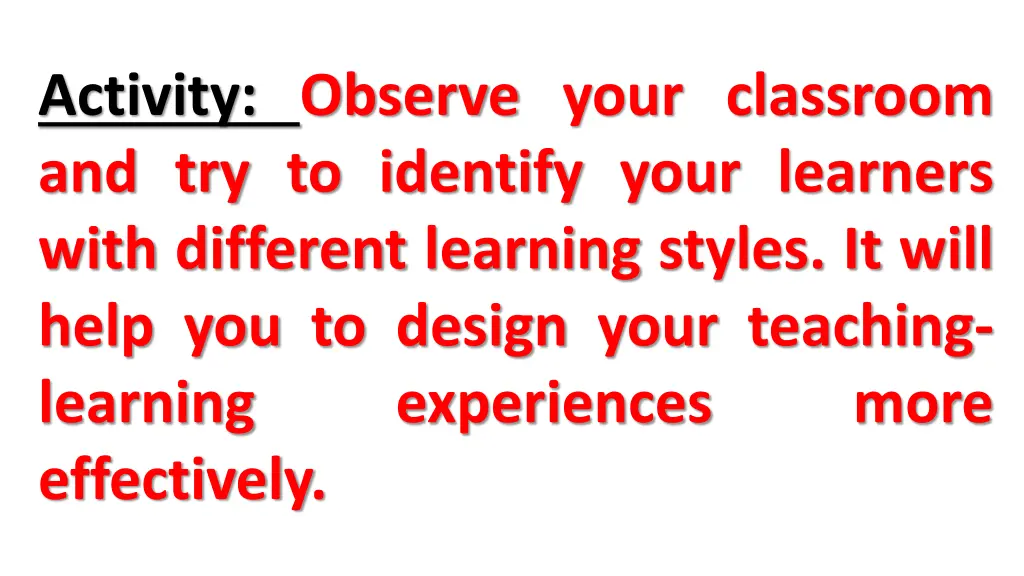 activity observe your classroom